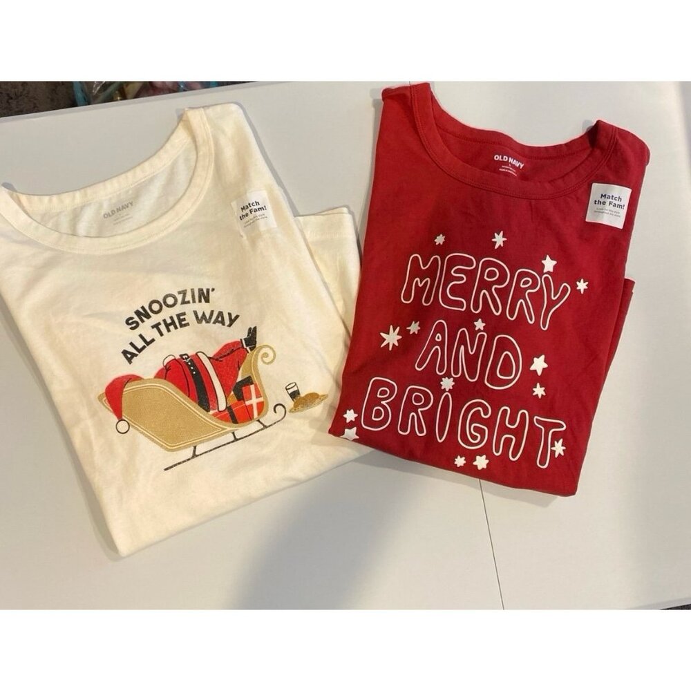 Old Navy Christmas Holiday 100% Cotton Pajama Lounge Shirts Size Large